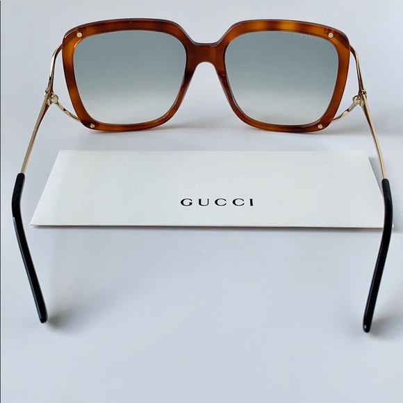 Gucci Sunglasses GG0647S 003 Havana/Gold/Green - Picture 6 of 7